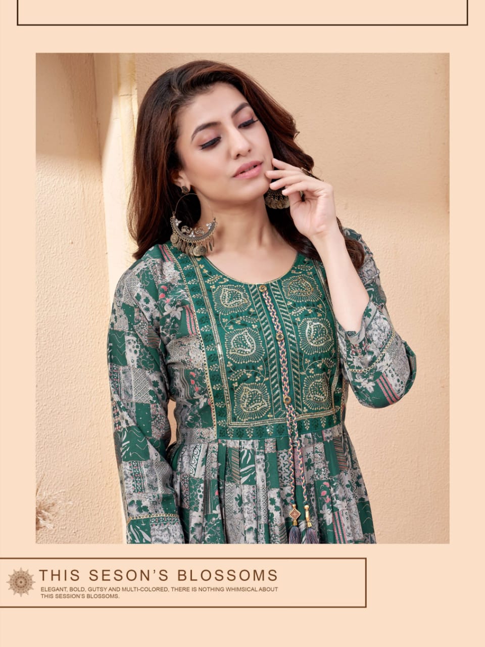 Marlena By Dee Cee Chanderi Printed Anarkali Kurtis Exporters in India